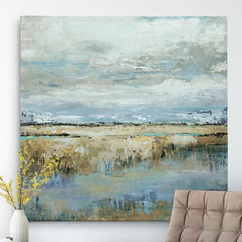 Texture Landscape Wall Art Pic, 100% Hand Painted, Modern Abstract Oil Painting, On Canvas for Living Room, Home Decor, No Frame